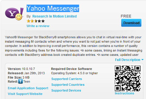 yahoo mail for blackberry curve 9320